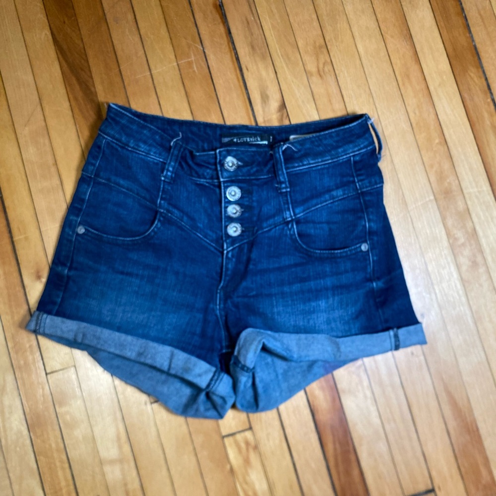 Lovesick Blue Jean Shorts High-Waisted Cuffed